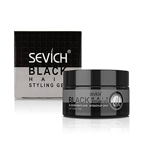SEVICH Black Hair Style Gel - Instantly Temporary Grey Hair Cover, Black Hair Dye Gel, Light Smell&Light Hold, Moisturizing & Nourishing Hair Cream 3.5floz