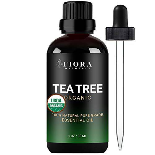 Tea Tree Essential Oil by Fiora Naturals- 100% Pure Organic Tea Tree Oil, for Face, Hair, Skin, Acne, Scalp, Foot and Toenails. Pure Melaleuca Alternifolia, 1 oz /30ml