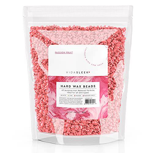 VidaSleek Hard Wax Beads - All Purpose Hair Removal Wax - No Strips Needed - Passion Fruit Scent - 17.63 oz