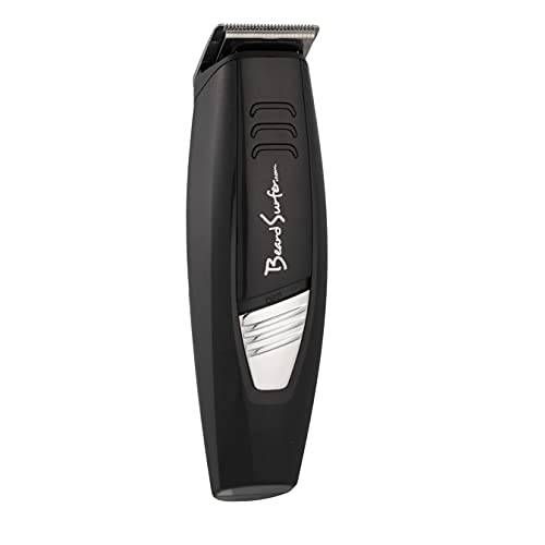Beard Surfer Facial Hair Trimmer for Men Travel Beard Mustache Kit Compact Mini Size Shaver AAA Battery Operated Grooming Set Black Matte Color