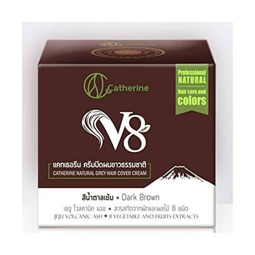 White hair covering cream 80g (dark brown 1 jar) Catherine V8, a new innovation of cover gray hair, value from Jeju Volcanic Ash + 8 kinds of vegetables and fruits (natural products)