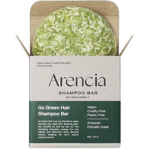 Arencia Go Green Tea Tree Shampoo Bar for Dandruff, Itchy Scalp, Normal to Oily hair – Refreshing Anti-dandruff, Vegan, Plant based, pH balanced, Sulfate free, Eco friendly, 100% Biodegradable Packaging