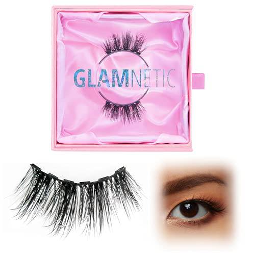 Glamnetic Magnetic Half Lashes - Queen | Natural Looking Half Lash Set, Short Cat Eye Flared, 6-Magnet Band, Reusable Eyelashes Small Eyes, Up to 60 Wears - 1 Pair