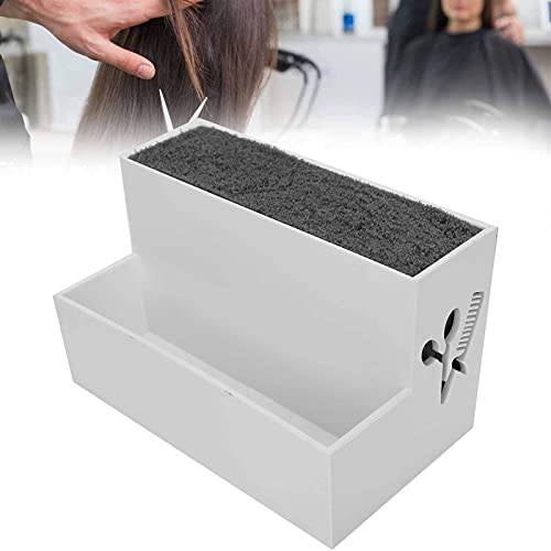 Niiyen Professional Salon Shear Holder Rack, Salon Hairdressing Combs Clips Box Scissors Storage Box Organizer Case Barber Accessories, for Hair Stylist Office Home(White)
