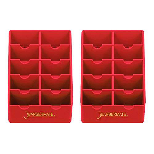 2 Pack BarberMate Blade Rack Storage Tray - Holds 10 Clipper Blades (Red)
