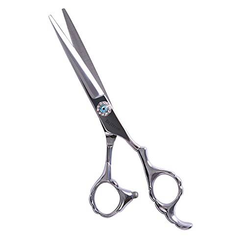 Enjfrcom professional hair scissors 6.0in Japanese stainless steel hand-made hair scissors salon, beard scissors, convenient adjustment, home salon (silver)