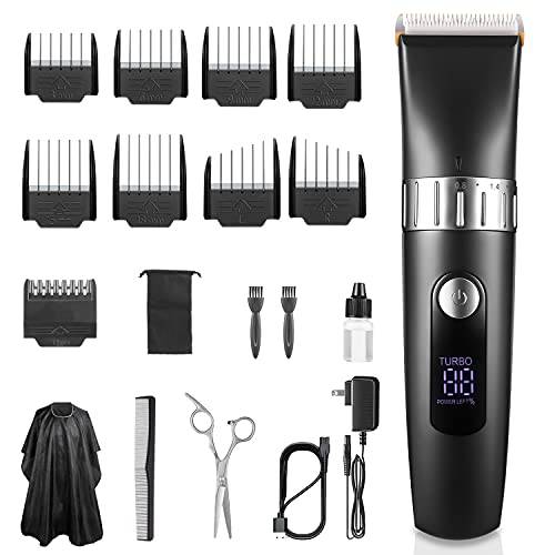 Hair Clipper for Men Hair Cutting 2-Speed Professional Cordless Hair Trimmer with 19-in-1 Complete Haircut Accessories USB Rechargeable LED Display Hair Cape Speed Adjustment Family Daily Use, Barber