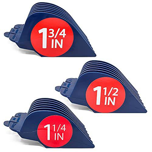 Clipquik Premium XL Clipper Guards, Extra Strong and Sturdy, 1.75 Inch (44mm) 1.5 Inch (38mm) 1.25 Inch (32mm) (14, 12, 10) Extra Long, Large Guide Comb Set Fits Most Wahl Full Size Hair Clippers