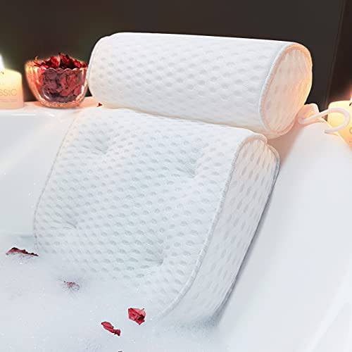 AEROiVi Bathtub Pillow Headrest Bath Pillows for Tub Neck and Back Support with Non Slip Suction Cups Spa Bath Cushion