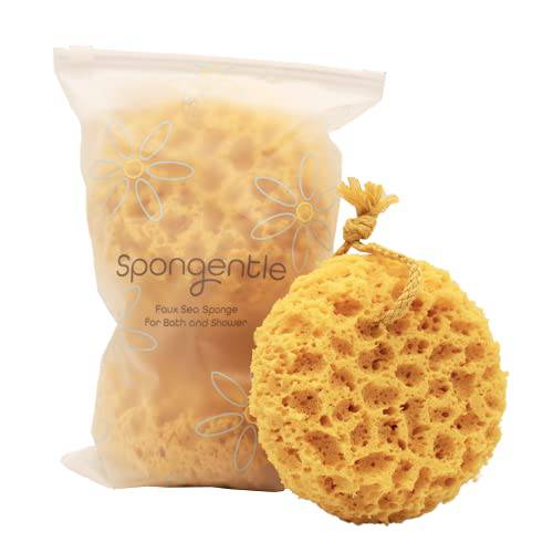 Spongentle Dual Texture Foam Body Loofah Sponge, for Bath and Shower, for Gentle and Deep Exfoliation, Generous and Rich Lather, (Pack of 3)