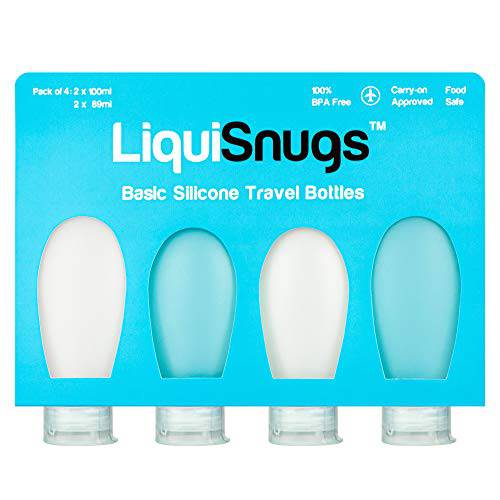 LiquiSnugs Basics - 100% Guaranteed Leak Proof Silicone Travel Bottles For Toiletries - TSA Approved Container. Travel Shampoo Bottles - by TravelSnugs