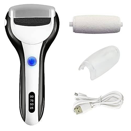 Callus Remover,BESUNTEK Electric Rechargeable Pedicure Tools Professional Waterproof Remover Pedicure Tools with 2 Roller Headsn,3 Speed Modes,Battery Display for Dead Hard Cracked Dry Skin (Black)