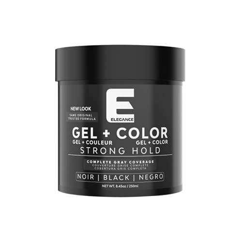 Elegance Black Color Hair Styling Gel Strong Hold 8.45 Oz