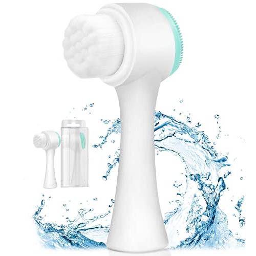 Facial Brush-Scrub Silicone Manual Double-sided Facial Cleansing Brush And Pore Cleansing Face Brush, suitable for all types of skin (blue)