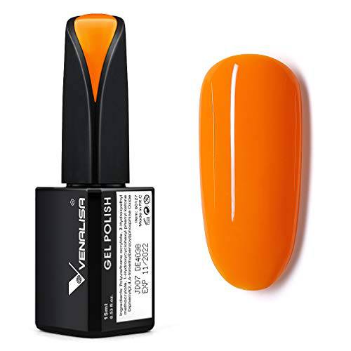VENALISA 15ml Gel Nail Polish, Lively Orange Color Soak Off UV LED Nail Gel Polish Nail Art Starter Manicure Salon DIY at Home, 0.53 OZ