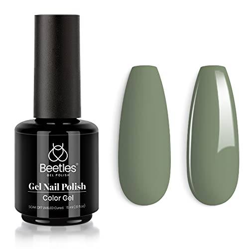 Beetles Grey Green Color Gel Nail Polish 15ml Gel Nail Soak Off U V LED Nail Lamp Gel Polish Nail Art Manicure Salon DIY Home 0.5Oz