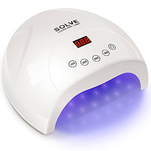 UV LED Nail Lamp, SOLVE Nail Dryer for Gel Nail Polish 48W Faster Nail Light with 4 Timer Smart Auto Sensor, Touch Screen and Large Space, Professional Nail Art Design Salon DIY at home, White