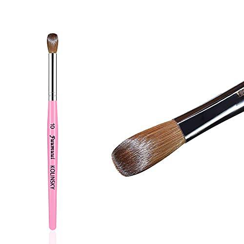 Yasterd Acrylic Nail Brush 100% Pure Kolinsky Acrylic Brushes for Nails Size 10 Oval Round Shaped Nail Brush for Acrylic Powder Application Pink Wooden Handle Professional Nail Art Manicure Tool