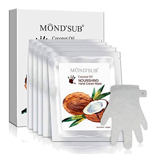 [MOND’SUB] Best Hydrating Hand & Nail Mask - Healthy Coconut Oil Moisturizing Gloves for Dry Hands - Full With Organic Acids Hydrating & Nourishing Hand Mask Protecting Your Skins (5 pairs)