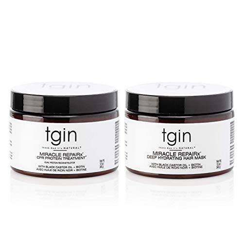 tgin Miracle RepaiRx Strengthening Reconstructor And Mask Duo -12 oz for Damaged Hair - Shampoo and Conditioner Set - High Porosity - Repair - Protect - Restore