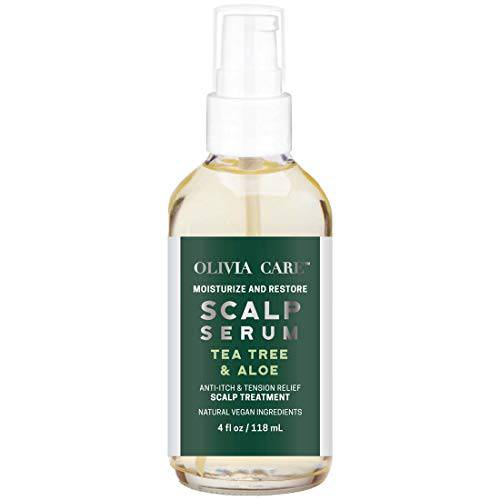 Peppermint & Aloe Hair Scalp Serum by Olivia Care - Natural & Vegan Ingredients - Invigorate, Soothe, Calm, Hydrating Scalp Treatment - Prevent Dryness - 4 FL OZ