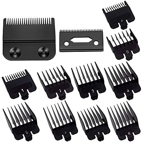 Universal Clipper Guards Cutting Guides for Most Wahl Hair Clipper with Metal Clip from 1/16” to 1”+Professional 2-Hole Hair Clipper Blade 2161 - For the 5 Star Series Cordless Magic Clip