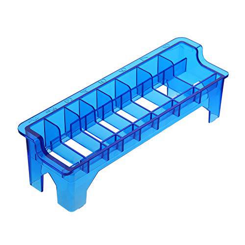 Rectangular Plastic Blade Organizer Anself Plastic Clipper Guide Comb Organizer 8 Blocks (Blue)