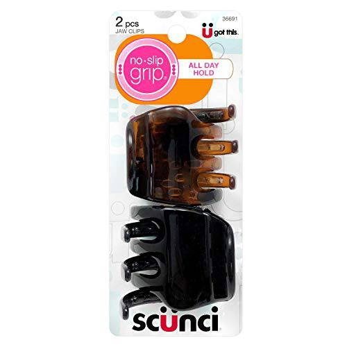 Scunci No-Slip Grip Chunky Jaw Clips | All Day Hold | 2-Pieces per Pack (1-Pack)