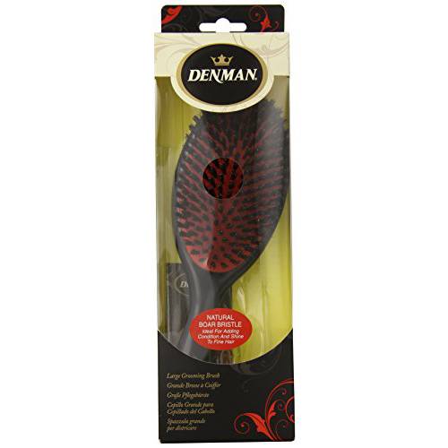 Denman 100% Boar Bristle Grooming Hair Brush with Natural Bristles, Large - D82ML