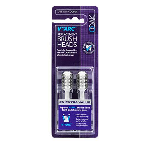 Ooak V++Arc Replacement Brush Head for Electric Toothbrush, 2count - White
