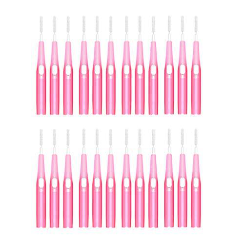 MILISTEN 30Pcs Telescopic Interdental Brushes Pink Toothpick Dental Tooth Flossing Head Oral Dental Hygiene Interdental Brush Dental Flosser Toothpick Cleaners Tooth Cleaning Tool