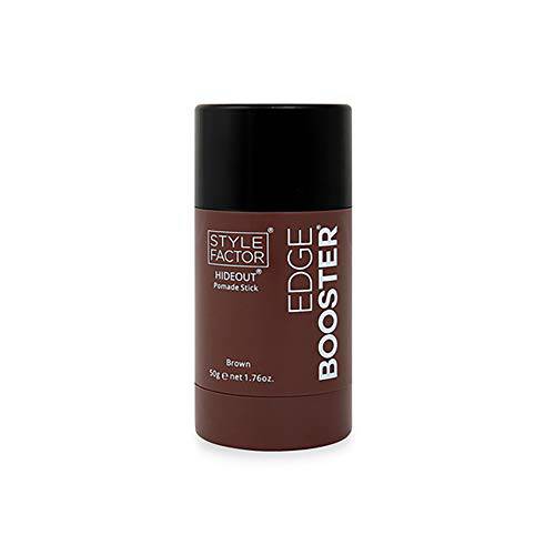 Style Factor Edge Booster Hideout Pomade Color Stick 1.76oz - For thicker looking edges, covers up gray hair (Brown)