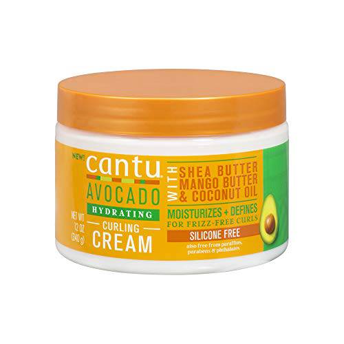 Cantu Avocado Curling Cream with Shea Butter, Mango Butter, & Coconut Oil, 12 Ounce (Pack of 1)