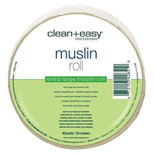 Clean + Easy Muslin Waxing Roll for Hair Removal, 3.5 inches x 40 yards