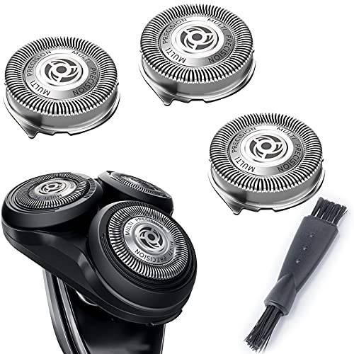SH50/52 Replacement Heads for Philips Norelco Series 5000 Electric Shaver, Replacement Blades Head Fit for Phillips Series 5000 (S5xxx), AquaTouch (S5xxx), PowerTouch (PT8xx, PT7xx), 3-Pack with Brush
