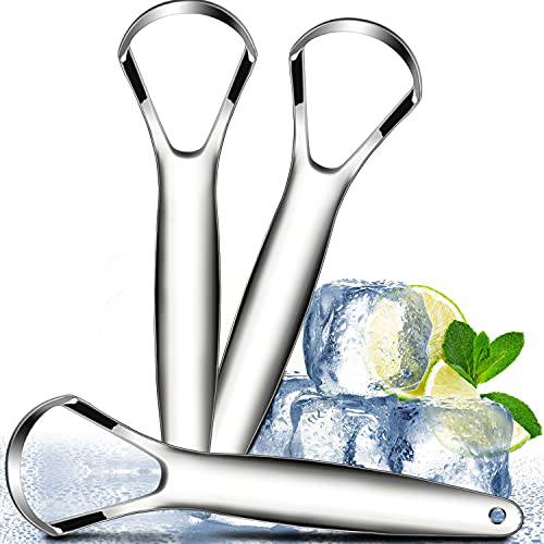 Tongue Scraper, 3pcs tounge scrappers, Medical Grade Metal Stainless Steel tongue cleaner Fights Bad Breath in Seconds, 100% BPA Free Tongue Scrapers Oral Care