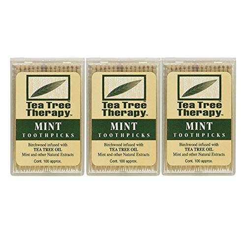 Tea Tree Therapy Mint Toothpicks 100 Ct (Pack of 3)