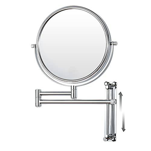 Wall Mounted Makeup Mirror 10X Magnifying Mirror, 8 Height Adjustable Wall Mirror, Double Sided Extendable Vanity Makeup Mirror for Bathroom (Chrome)