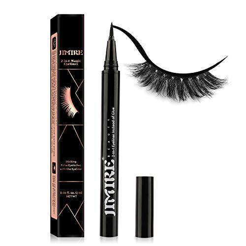 JIMIRE 2-in-1 Eyeliner Instead of Glue, Magic Eyeliner | Extra Strong Hold for False Eyelashes | No Magnet & No Glue Needed | Only for 20’s to Apply Lashes