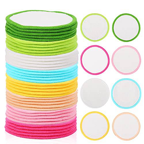 XSEINO Reusable Makeup Remover Pads(40 Pack)with Washable Natural Bamboo Fiber Material,Natural Bamboo Cotton Pad,for All Skin Types