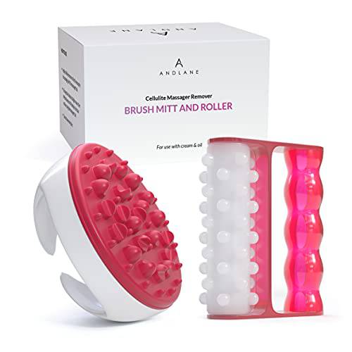 Andlane Anti Cellulite Massager – Cellulite Remover Brush Mitt and Roller - Body Shower Scrubber Exfoliator - Use with Cream & Oils