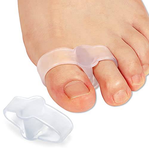 Sumifun Silicone Toe Separators for Overlapping Toes, 12 Packs Clear Gel BCorrector Pads for Crooked Toe Alignment Spreader, Hammer Toe Spacer, Reusable Big Toe Dividers, Clear