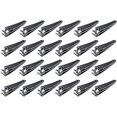 Stainless Steel Nail Clippers- 24-Pack Mini Fingernail Toenail Cutters Trimmers, Manicure Pedicure Accessories, Grooming Tools, Nail Care Tools for Travel, Home, Purse, 2.1 x 0.5 Inches