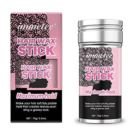 immetee Hair Wax Stick, Edge Control Slick Stick, DIY Hairstyle Finishing Gel Stick, Hair Wax Stick for Wigs Men ＆ Women Hair Styling Products for Halloween Flexible Holds -75g (Hair Wax Stick)