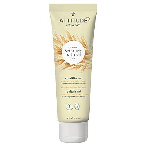 ATTITUDE Hair Conditioner for Sensitive Skin, Color Treated Safe, Plant and Mineral Based Ingredients, Hypoallergenic, Soothing Oatmeal, Vegan & Cruelty Free, Argan Oil, 8 Fl Oz