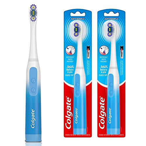 Colgate 360 Floss Tip Sonic Powered Battery Toothbrush, Pack of 2