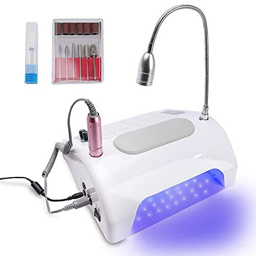 5 in 1 Professional 30000rpm Electric Nail Drill Machine,48_96W UV LED Nail Lamp for Gel Nail Polish, Nail Dust Collector for Acrylic Nails Manicure, Nail Dryer with 360° Desk LED Lamp in Salon & Home