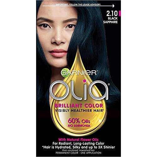 Garnier Olia Hair Color, Ammonia Free Hair Dye, Permanent Hair Color, 2.10 Black Sapphire (Packaging May Vary), 1 Count