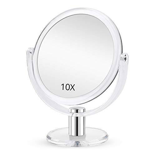 Fabuday Magnifying Makeup Mirror Double Sided 7 Inch Tabletop Mirror with 1X & 10X Magnification, Magnified Desk Mirror for Makeup, Cosmetic Vanity Mirror with Stand and 360° Rotation, Acrylic