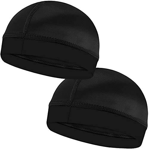 2PCS Silky Stocking Wave Caps for Men, Doo Rags Compression Cap for 360, 540, 720 Waves, Ideal Gifts for Christmas (Black)